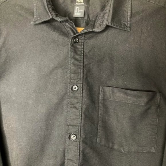 H&M Reg Fit L/S Casual Black Shirt Large - Picture 3 of 6